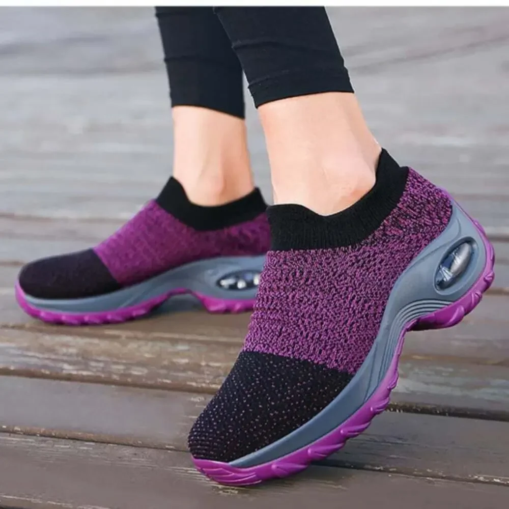 Gloryinterest Walking Shoes for Women Sock‎ Sneakers Purple US size 4.5